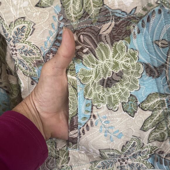 Rebecca Malone Bohemian Large Bohemian Turquoise Sage Brown Jacket Pockets EUC - Picture 6 of 16